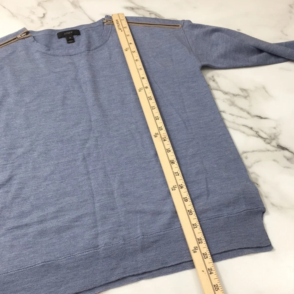 J. Crew Gray Merino Wool Shoulder Zip‎ Sweater Womens XS Pullover - Picture 10 of 11